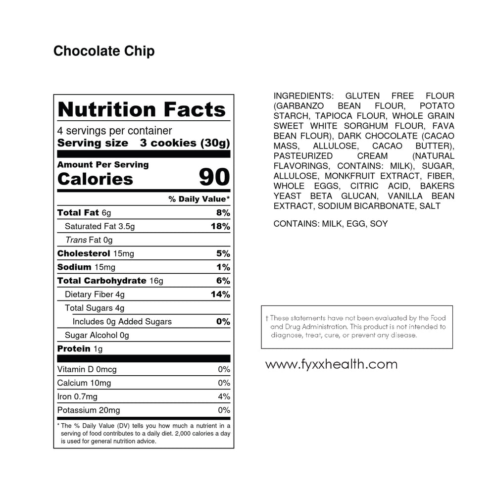 
                  
                    FYXX Tummy Chocolate Chip Cookies Nutrition Facts
                  
                