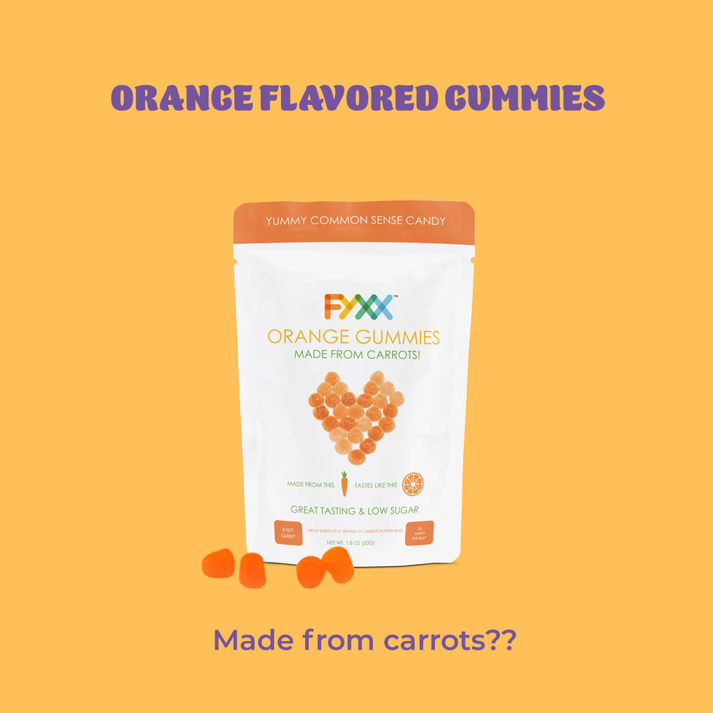 FYXX Orange Gummies made from carrot powder