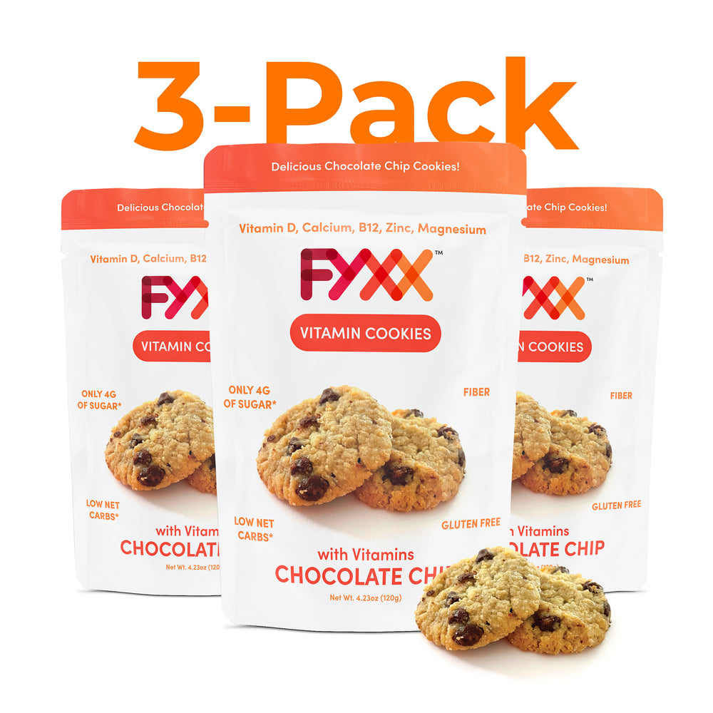 
                  
                    FYXX Vitamin Chocolate Chip Cookies with Vitamin D, Calcium, Vitamin B12, Zinc, Magnesium 3 pack
                  
                