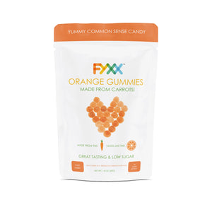 
                  
                    A bag of FYXX Orange Gummies that taste like oranges but are made from carrots!
                  
                