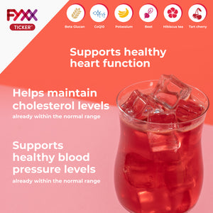 
                  
                    FYXX Ticker Drink Mix supports healthy heart function, helps maintain cholesterol levels and supports healthy blood pressure levels
                  
                