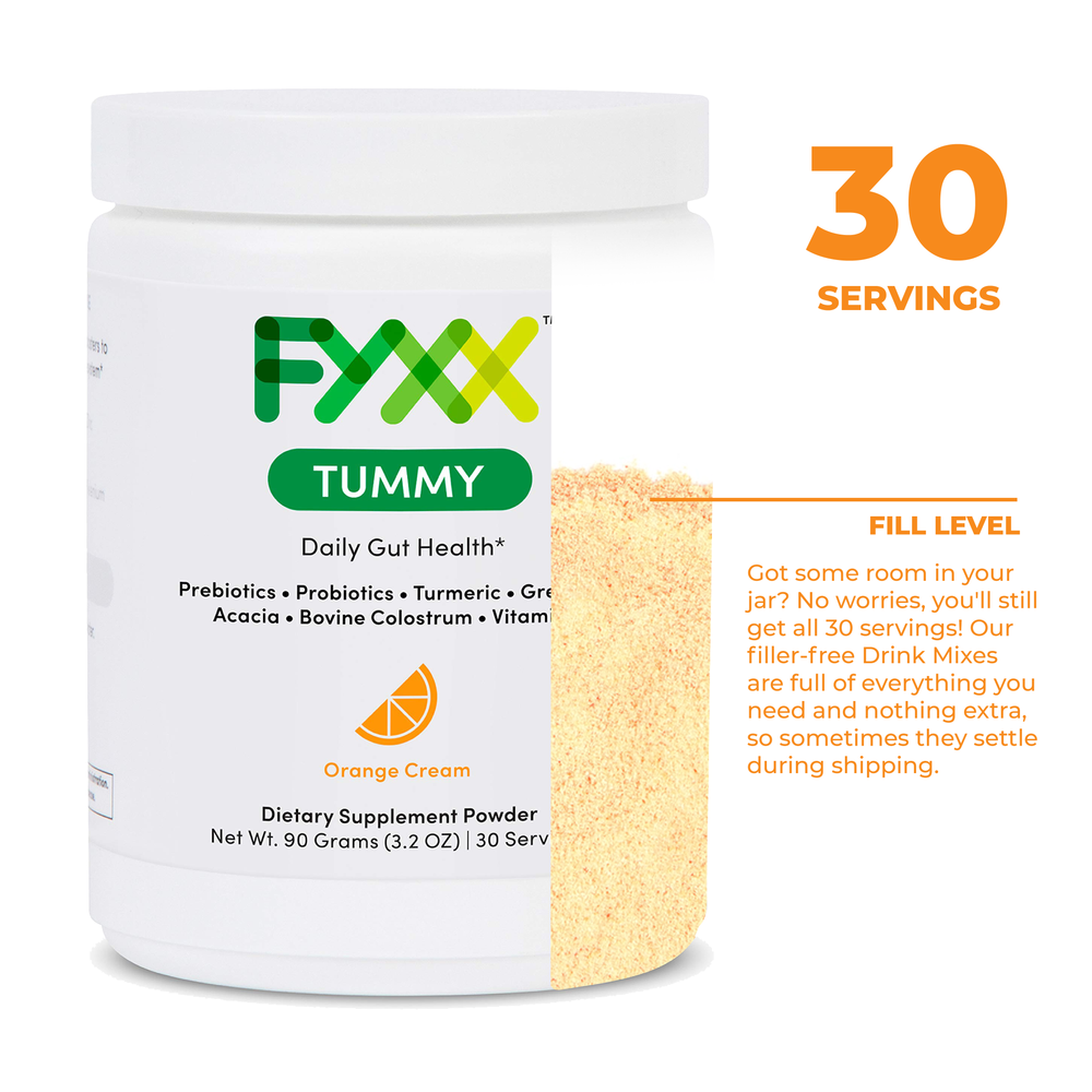 
                  
                    A jar of FYXX Tummy dietary supplement powder 30 servings
                  
                