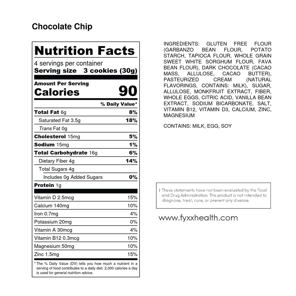 
                  
                    FYXX Vitamin Chocolate Chip Cookies Nutrition Facts
                  
                